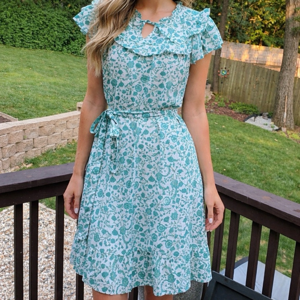 Draper James Blue Flutter Sleeve Sundress